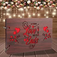 Look Decor TrueLoveStory-(CL) Artworks Wooden Photo Album Scrap Book With 10 Butterfly 3D Acrylic Sticker 40 Pages Plus 2 Glitter Golden Paper Sheets - Size (22 cm x 16 cm) Gift Item-thumb3