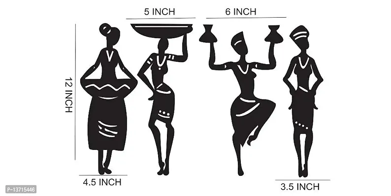 Look Decor Tribale Women Wall Sculptures, Wall Art, Wall Decor, Black wooden art home decor items for Livingroom Bedroom Kitchen Office Wall, Wall Stickers And Murals (12 X 19 Inch)-thumb3