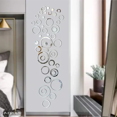 Look Decor 40 Ring And Dot Silver-Cp455 Acrylic Mirror Wall Sticker|Mirror For Wall|Mirror Stickers For Wall|Wall Mirror|Flexible Mirror|3D Mirror Wall Stickers|Wall Sticker Cp-981