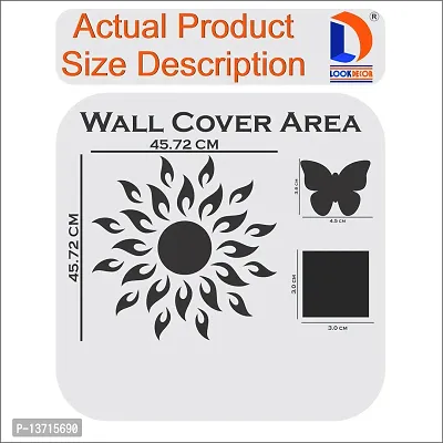 Look Decor Sun Flame And 100 Square Silver With 20 Butterfly Golden Acrylic Mirror Wall Sticker|Mirror For Wall|Mirror Stickers For Wall|Wall Mirror|Flexible Mirror|3D Mirror Wall Stickers|Wall Sticker Cp-183-thumb4