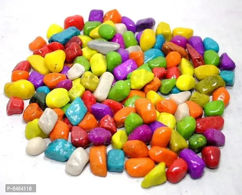 Medium 480 Gram Multi-Color Mixed Decorative Stones  Pebbles Color| for Garden Vase Fillers Aquarium Table Deacute;cor Fountain Decoration-thumb0