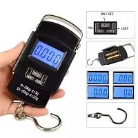 Electronic Digital Weighing Hanging Stainless Steel Hook Luggage Portable Scale with LCD Display for Industrial Fishing Factory Use Capacity 50Kg (Black)-thumb2