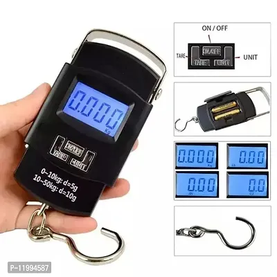 Electronic Digital Weighing Hanging Stainless Steel Hook Luggage Portable Scale with LCD Display for Industrial Fishing Factory Use Capacity 50Kg (Black)-thumb3