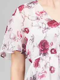 CULPI Women's V-Neck Floral Printed Flared Sleeve Tops Stylish Tops with Unique Design 1/5 Sleeve Top wear for Women's/Girls-thumb2