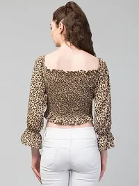 SHRASHTI Women's Regular Fit Crop Top with Animal Print Brown X-Small-thumb1