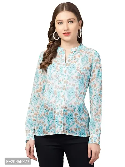 CULPI Women's V-Neck Floral Printed Flared Sleeve Tops Stylish Tops with Unique Design 1/6 Sleeve Top wear for Women's/Girls