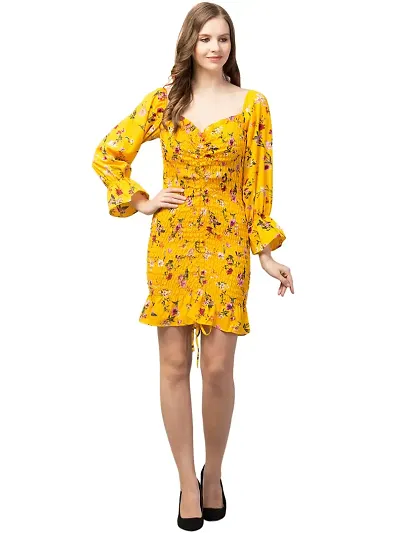 SHRASHTI Short Lenght Classy Dress Women use for Party and Regular Basis (X-Large, Yellow)