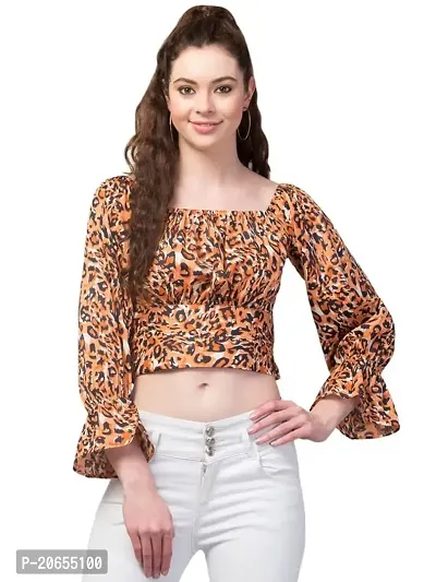 SHRASHTI Women's Regular Fit Crop Top with Animal Print