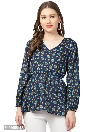CULPI Women's V-Neck Floral Printed Flared Sleeve Tops Stylish Tops with Unique Design 1/7 Sleeve Top wear for Women's/Girls-thumb0