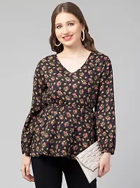 CULPI Women's V-Neck Floral Printed Flared Sleeve Tops Stylish Tops with Unique Design 1/7 Sleeve Top wear for Women's/Girls-thumb1