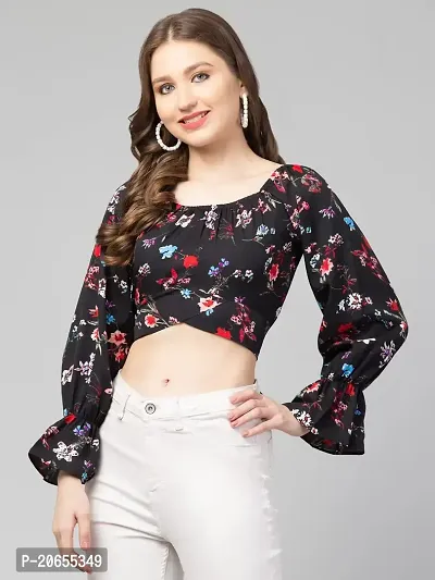 CULPI Women's V-Neck Floral Printed Flared Sleeve Tops Stylish Tops with Unique Design 1/11 Sleeve Top wear for Women's/Girls-thumb4