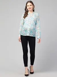 CULPI Women's V-Neck Floral Printed Flared Sleeve Tops Stylish Tops with Unique Design 1/6 Sleeve Top wear for Women's/Girls-thumb4