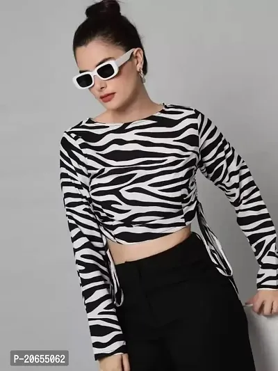 CULPI Women's Camisetas Zebra Print Women Crop Top-thumb3