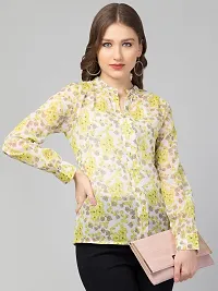 CULPI Women's V-Neck Floral Printed Flared Sleeve Tops Stylish Tops with Unique Design 1/6 Sleeve Top wear for Women's/Girls-thumb1