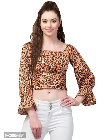 SHRASHTI Women's Regular Fit Crop Top with Animal Print