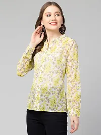 CULPI Women's V-Neck Floral Printed Flared Sleeve Tops Stylish Tops with Unique Design 1/6 Sleeve Top wear for Women's/Girls-thumb3