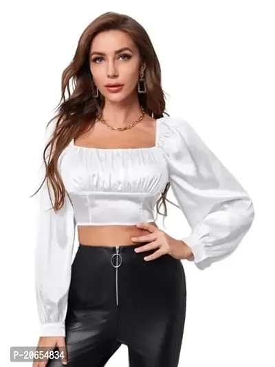 SHRASHTI Women's Crop Top (SHRAS0002_White_Large)