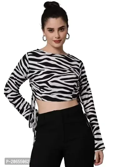 CULPI Women's Camisetas Zebra Print Women Crop Top-thumb1