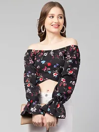 CULPI Women's V-Neck Floral Printed Flared Sleeve Tops Stylish Tops with Unique Design 1/11 Sleeve Top wear for Women's/Girls-thumb2