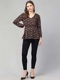 CULPI Women's V-Neck Floral Printed Flared Sleeve Tops Stylish Tops with Unique Design 1/7 Sleeve Top wear for Women's/Girls-thumb4