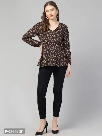 CULPI Women's V-Neck Floral Printed Flared Sleeve Tops Stylish Tops with Unique Design 1/7 Sleeve Top wear for Women's/Girls-thumb5