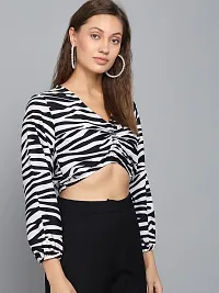 SHRASHTI Casual Regular Sleeves Animal Print Women White, Black Top (Small)-thumb4