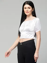 CULPI Women's Sort Sleeve Eligant Crop Tops-thumb2