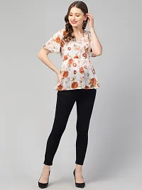CULPI Women's V-Neck Floral Printed Flared Sleeve Tops Stylish Tops with Unique Design 1/5 Sleeve Top wear for Women's/Girls-thumb4