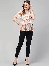 CULPI Women's V-Neck Floral Printed Flared Sleeve Tops Stylish Tops with Unique Design 1/5 Sleeve Top wear for Women's/Girls-thumb3