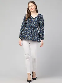 CULPI Women's V-Neck Floral Printed Flared Sleeve Tops Stylish Tops with Unique Design 1/7 Sleeve Top wear for Women's/Girls-thumb4