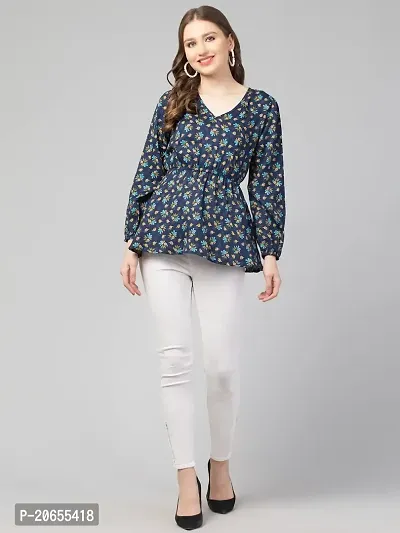 CULPI Women's V-Neck Floral Printed Flared Sleeve Tops Stylish Tops with Unique Design 1/7 Sleeve Top wear for Women's/Girls-thumb5