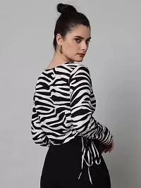 Animal Zebra Print Full Sleeve Crop Top-thumb3