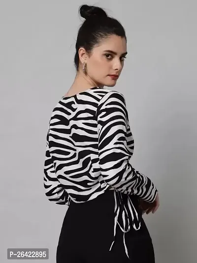 Animal Zebra Print Full Sleeve Crop Top-thumb4