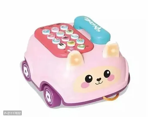 Rabbit Phone Car Style Pretend Play Cell Phone Toy For Kids, Toddlers With Music, Ringtones, Lights