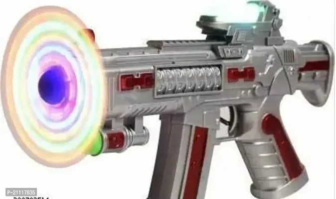 Space Gun With Sound And Light, Rotating Fan With Light Toy For Kids - Multicolor