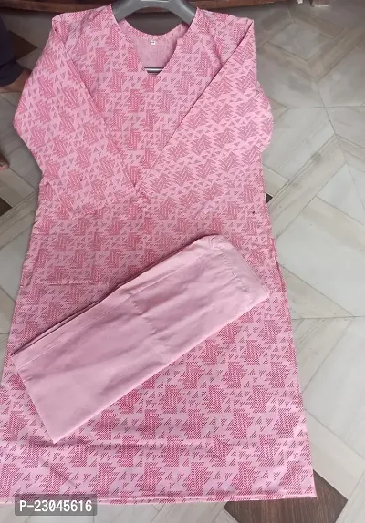 A-Line Pink Solid Cotton Silk Kurta Bottom Set For Women-thumb0