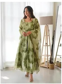 Elegant Georgette Printed Anarkali Kurta with Pant Dupatta Set For Women-thumb1