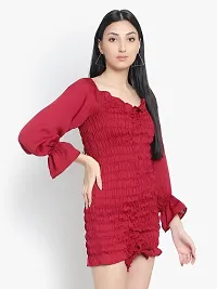 Stylish Red Polyester Solid Bodycon Dress For Women-thumb2