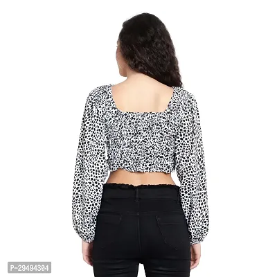 Elegant White Crepe Animal Print Top For Women-thumb3