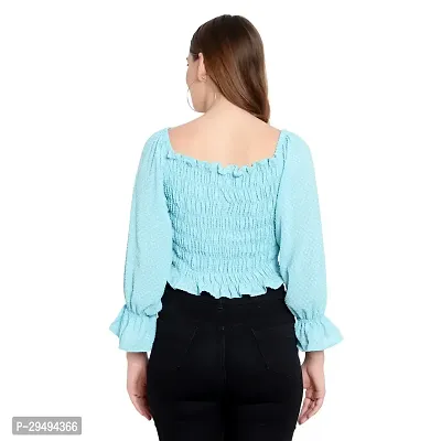 Elegant Blue Georgette Self Design Top For Women-thumb4