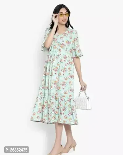 Buy Blue Cotton Digital Print A Line Dress Work Wear Online at Best Price |  Cbazaar