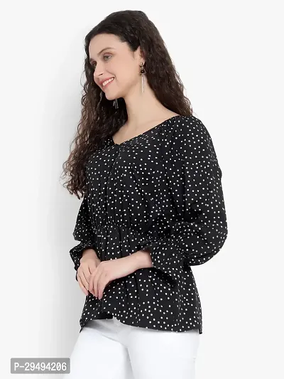 Elegant Black Georgette Printed Top For Women-thumb2