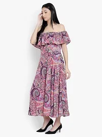 Stylish Multicoloured Georgette Printed A-Line Dress For Women-thumb1