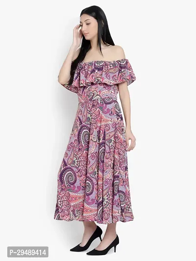 Stylish Multicoloured Georgette Printed A-Line Dress For Women-thumb2