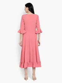 Stylish Pink Crepe Solid A-Line Dress For Women-thumb3