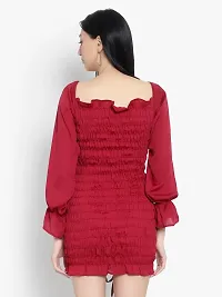 Stylish Red Polyester Solid Bodycon Dress For Women-thumb3