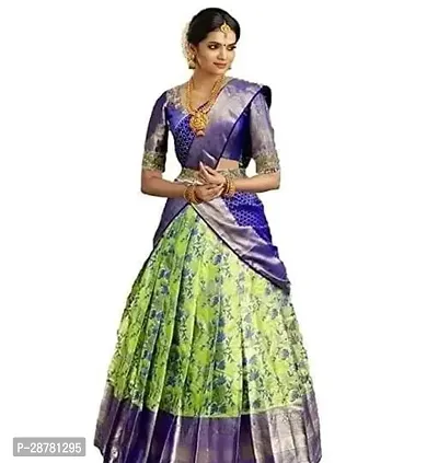 Stylish Green Art Silk Half Saree Lehenga Choli Set For Women