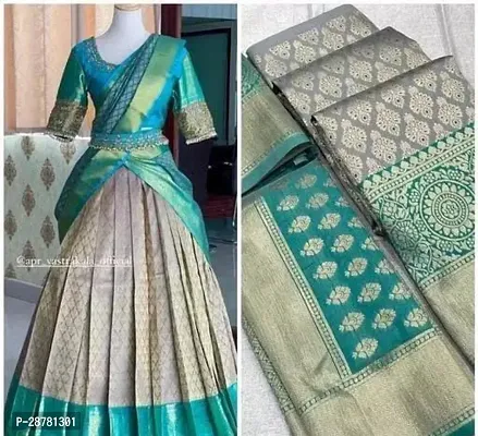 Stylish Green Art Silk Half Saree Lehenga Choli Set For Women-thumb0