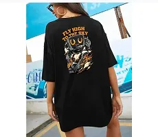 Elegant Black Cotton Blend Printed Tshirt For Women-thumb1