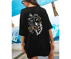 Elegant Black Cotton Blend Printed Tshirt For Women-thumb1